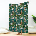 Tropical Giraffe Pattern Print Blanket