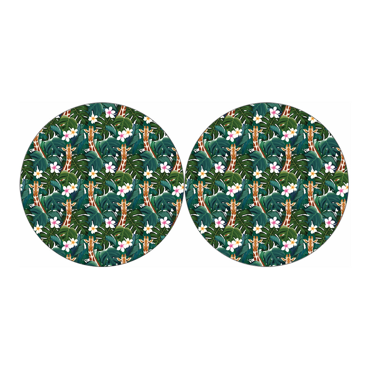 Tropical Giraffe Pattern Print Car Coasters