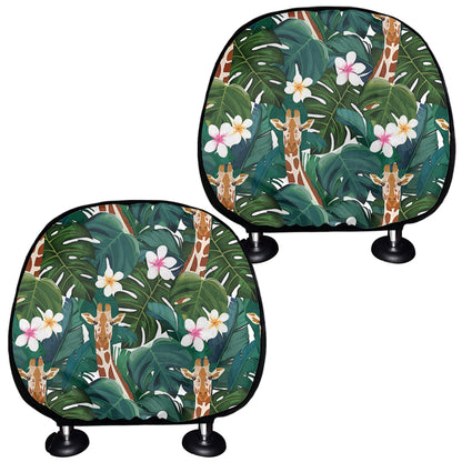 Tropical Giraffe Pattern Print Car Headrest Covers