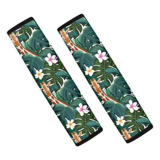 Tropical Giraffe Pattern Print Car Seat Belt Covers
