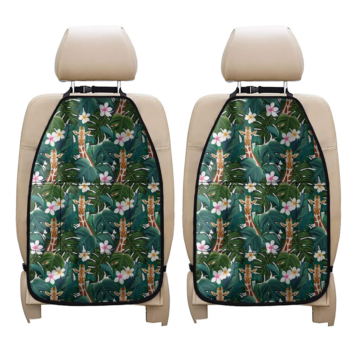 Tropical Giraffe Pattern Print Car Seat Organizers