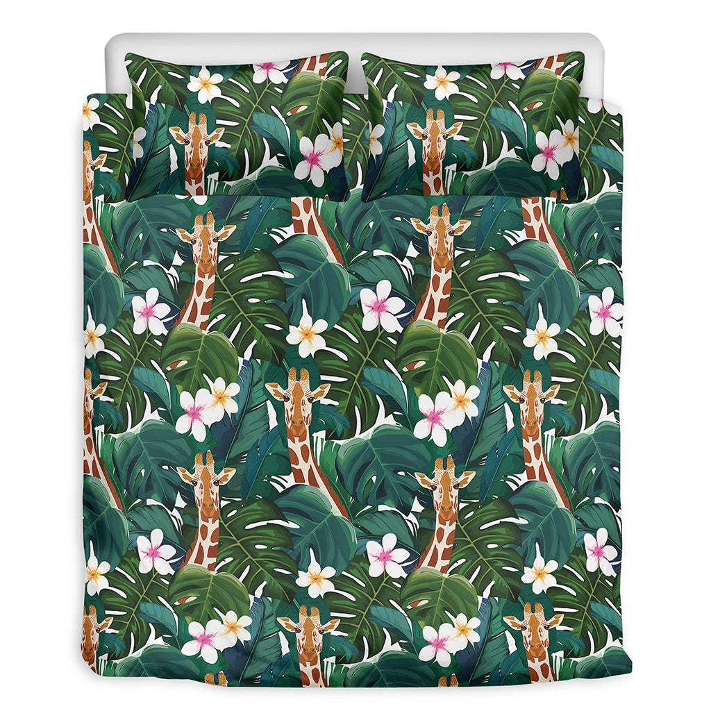 Tropical Giraffe Pattern Print Duvet Cover Bedding Set