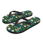 Tropical Giraffe Pattern Print Flip Flops