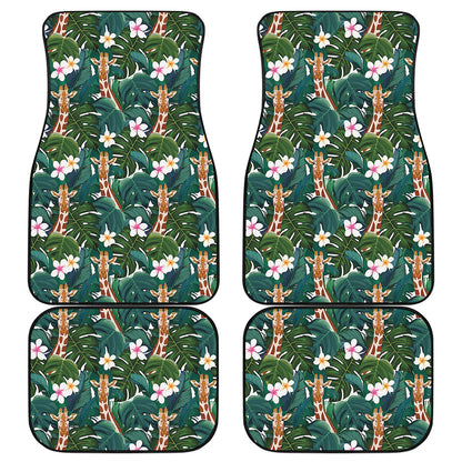 Tropical Giraffe Pattern Print Front and Back Car Floor Mats