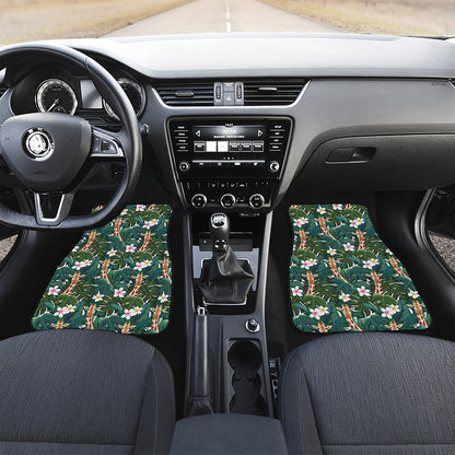 Tropical Giraffe Pattern Print Front and Back Car Floor Mats