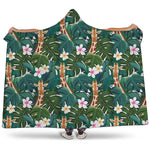 Tropical Giraffe Pattern Print Hooded Blanket
