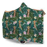 Tropical Giraffe Pattern Print Hooded Blanket