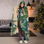 Tropical Giraffe Pattern Print Hooded Blanket