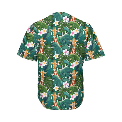Tropical Giraffe Pattern Print Men's Baseball Jersey