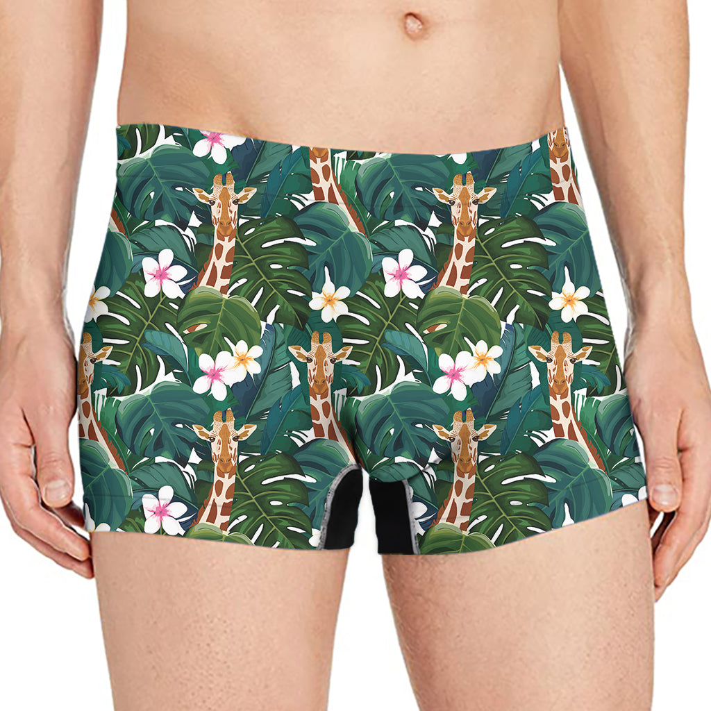 Tropical Giraffe Pattern Print Men's Boxer Briefs