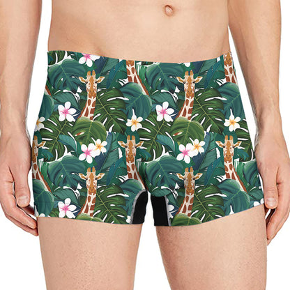 Tropical Giraffe Pattern Print Men's Boxer Briefs