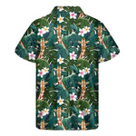 Tropical Giraffe Pattern Print Men's Short Sleeve Shirt