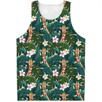 Tropical Giraffe Pattern Print Men's Tank Top
