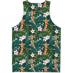 Tropical Giraffe Pattern Print Men's Tank Top