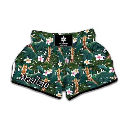 Tropical Giraffe Pattern Print Muay Thai Boxing Shorts