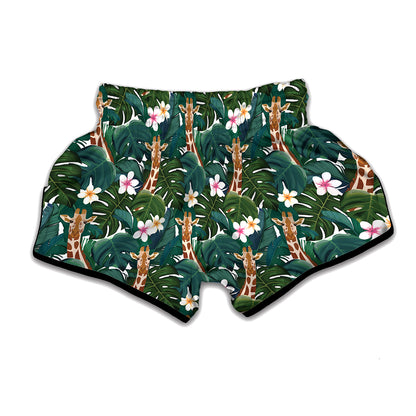 Tropical Giraffe Pattern Print Muay Thai Boxing Shorts