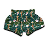 Tropical Giraffe Pattern Print Muay Thai Boxing Shorts