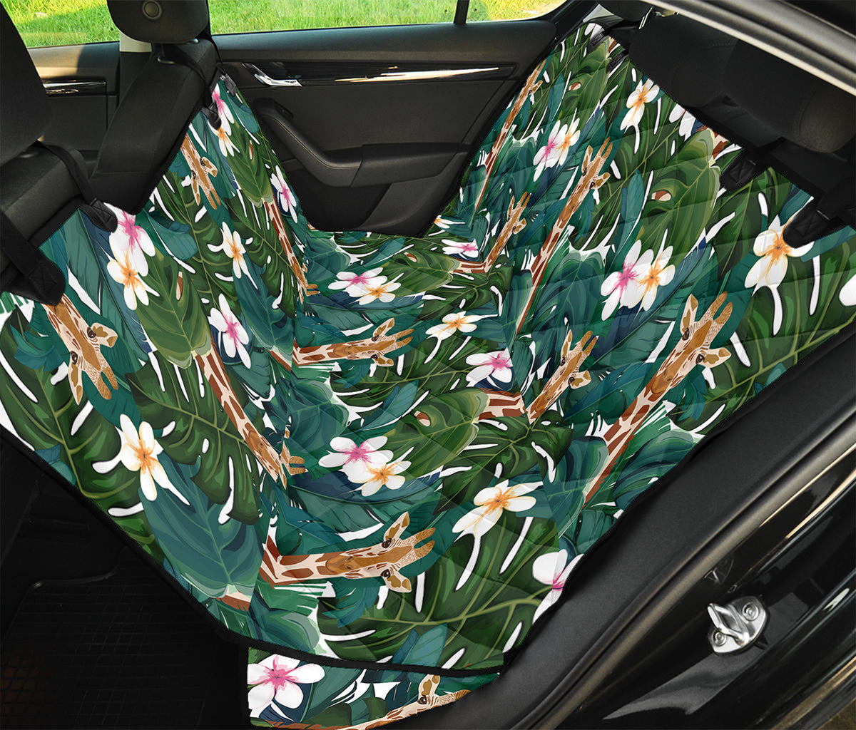 Tropical Giraffe Pattern Print Pet Car Back Seat Cover