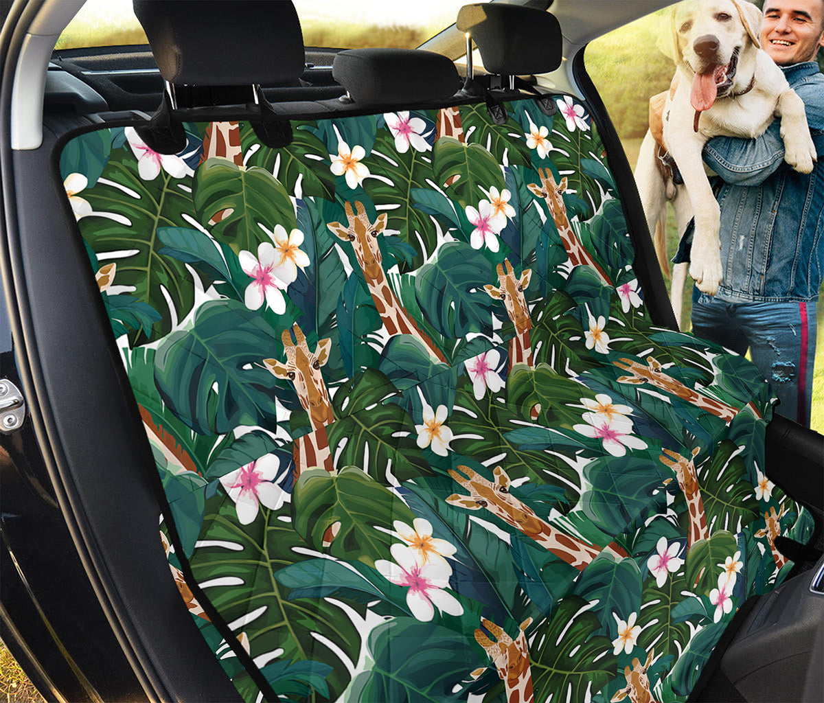 Tropical Giraffe Pattern Print Pet Car Back Seat Cover