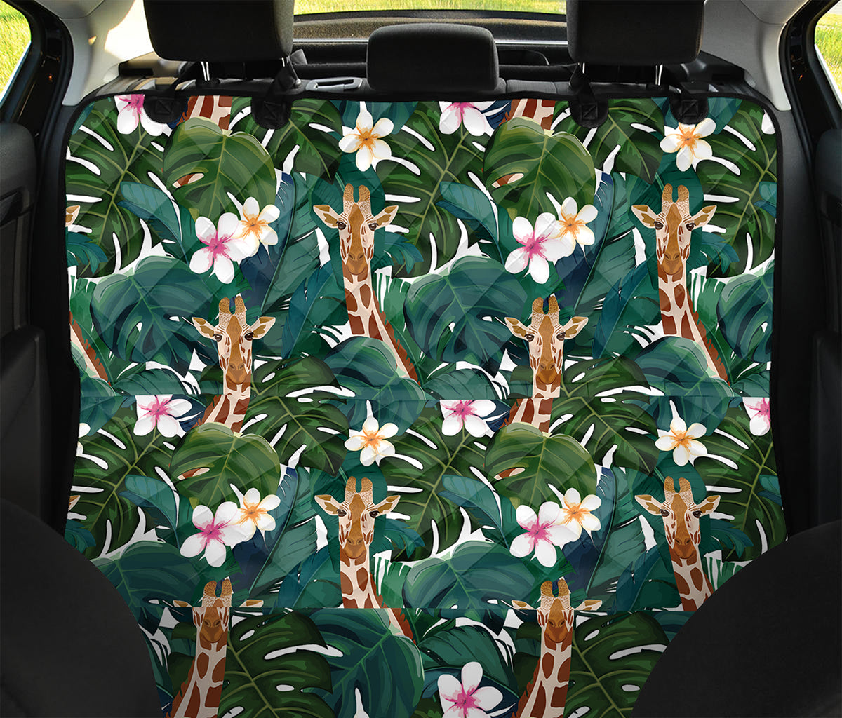 Tropical Giraffe Pattern Print Pet Car Back Seat Cover