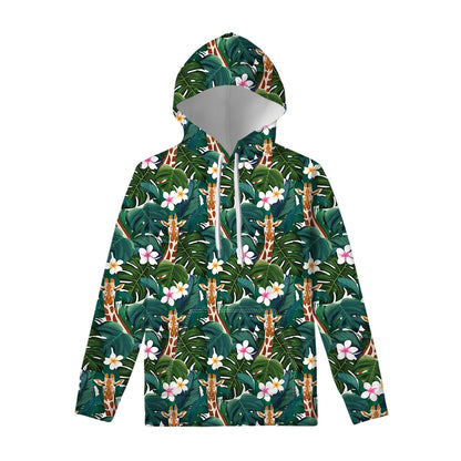 Tropical Giraffe Pattern Print Pullover Hoodie