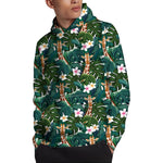 Tropical Giraffe Pattern Print Pullover Hoodie