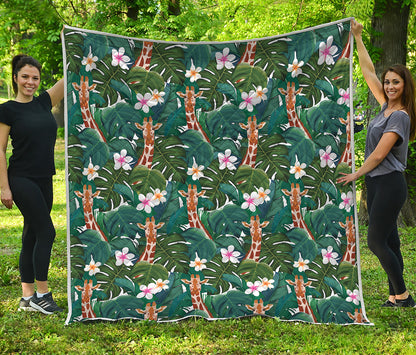 Tropical Giraffe Pattern Print Quilt