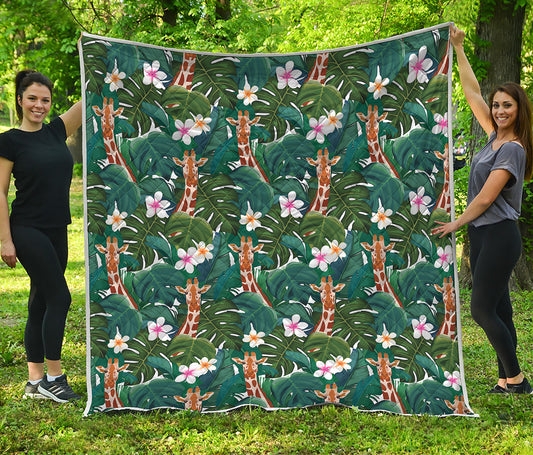 Tropical Giraffe Pattern Print Quilt