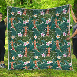 Tropical Giraffe Pattern Print Quilt