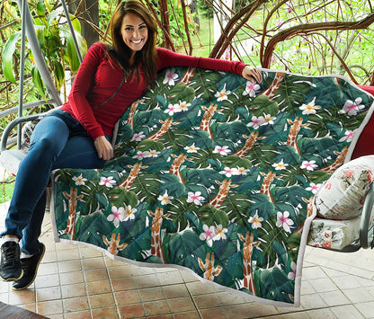 Tropical Giraffe Pattern Print Quilt
