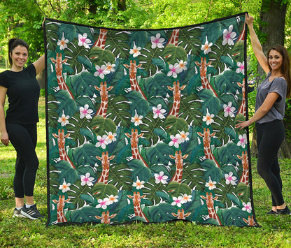 Tropical Giraffe Pattern Print Quilt