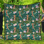 Tropical Giraffe Pattern Print Quilt