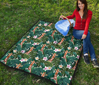 Tropical Giraffe Pattern Print Quilt