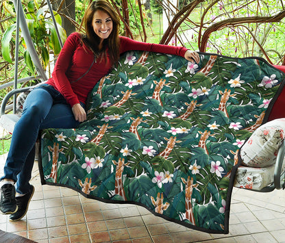 Tropical Giraffe Pattern Print Quilt