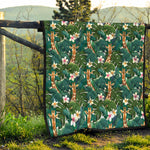 Tropical Giraffe Pattern Print Quilt