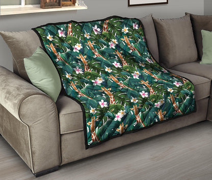 Tropical Giraffe Pattern Print Quilt