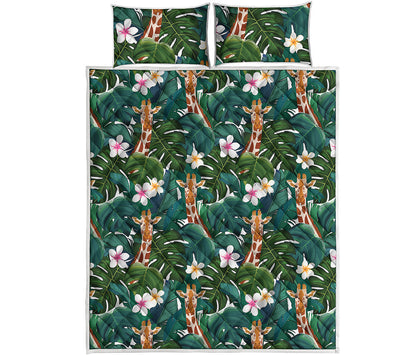 Tropical Giraffe Pattern Print Quilt Bed Set