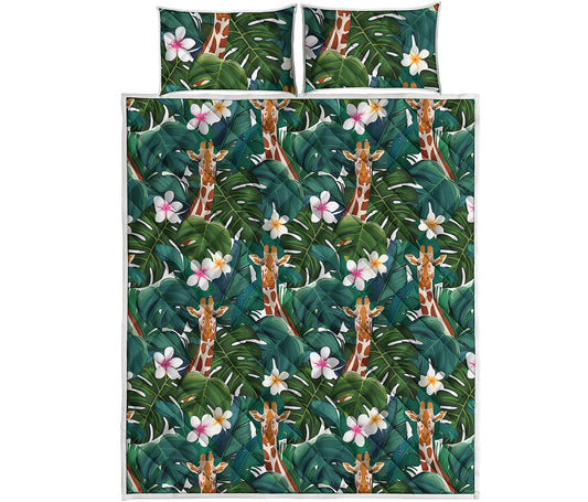 Tropical Giraffe Pattern Print Quilt Bed Set