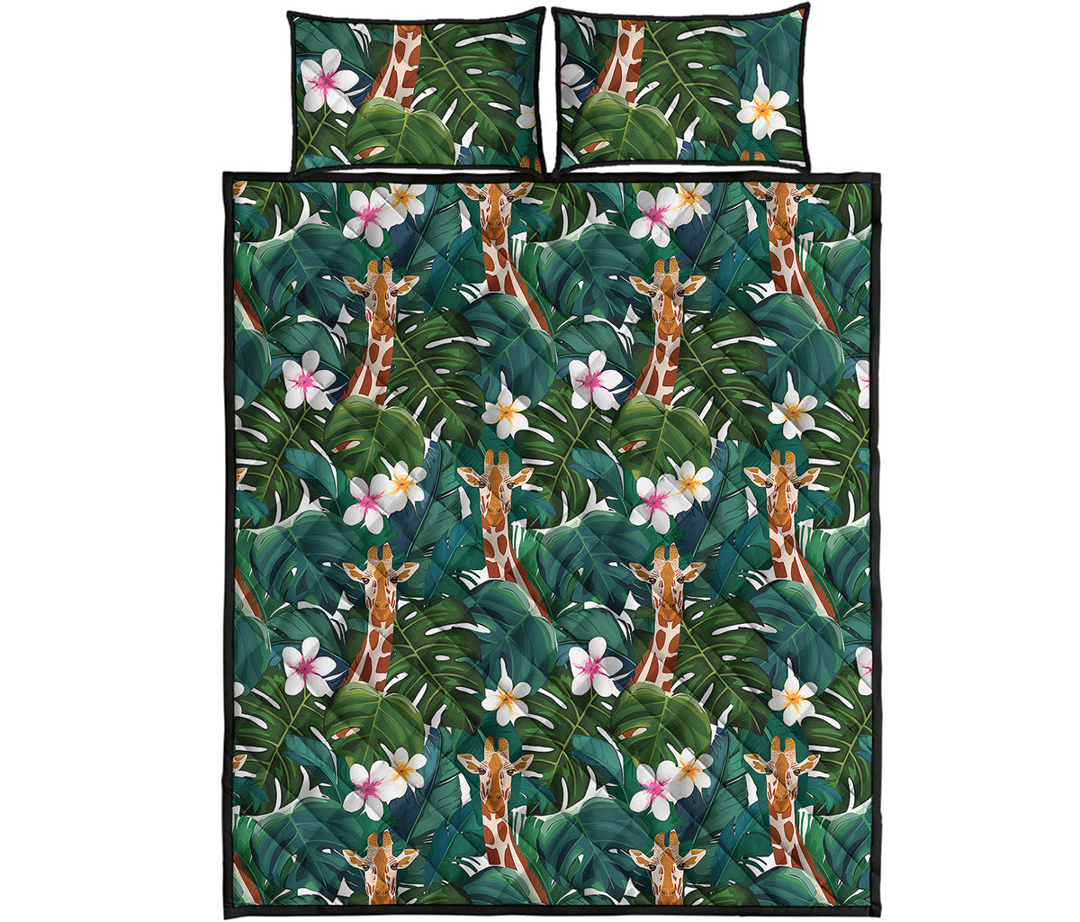 Tropical Giraffe Pattern Print Quilt Bed Set
