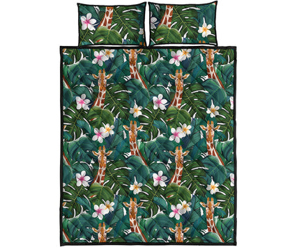 Tropical Giraffe Pattern Print Quilt Bed Set