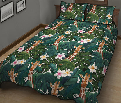 Tropical Giraffe Pattern Print Quilt Bed Set