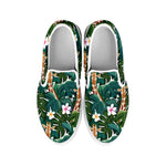 Tropical Giraffe Pattern Print White Slip On Shoes