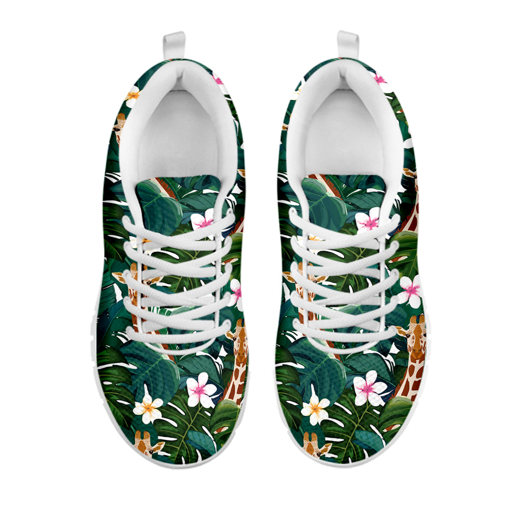 Tropical Giraffe Pattern Print White Sneakers