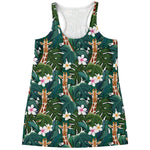 Tropical Giraffe Pattern Print Women's Racerback Tank Top
