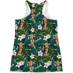 Tropical Giraffe Pattern Print Women's Racerback Tank Top