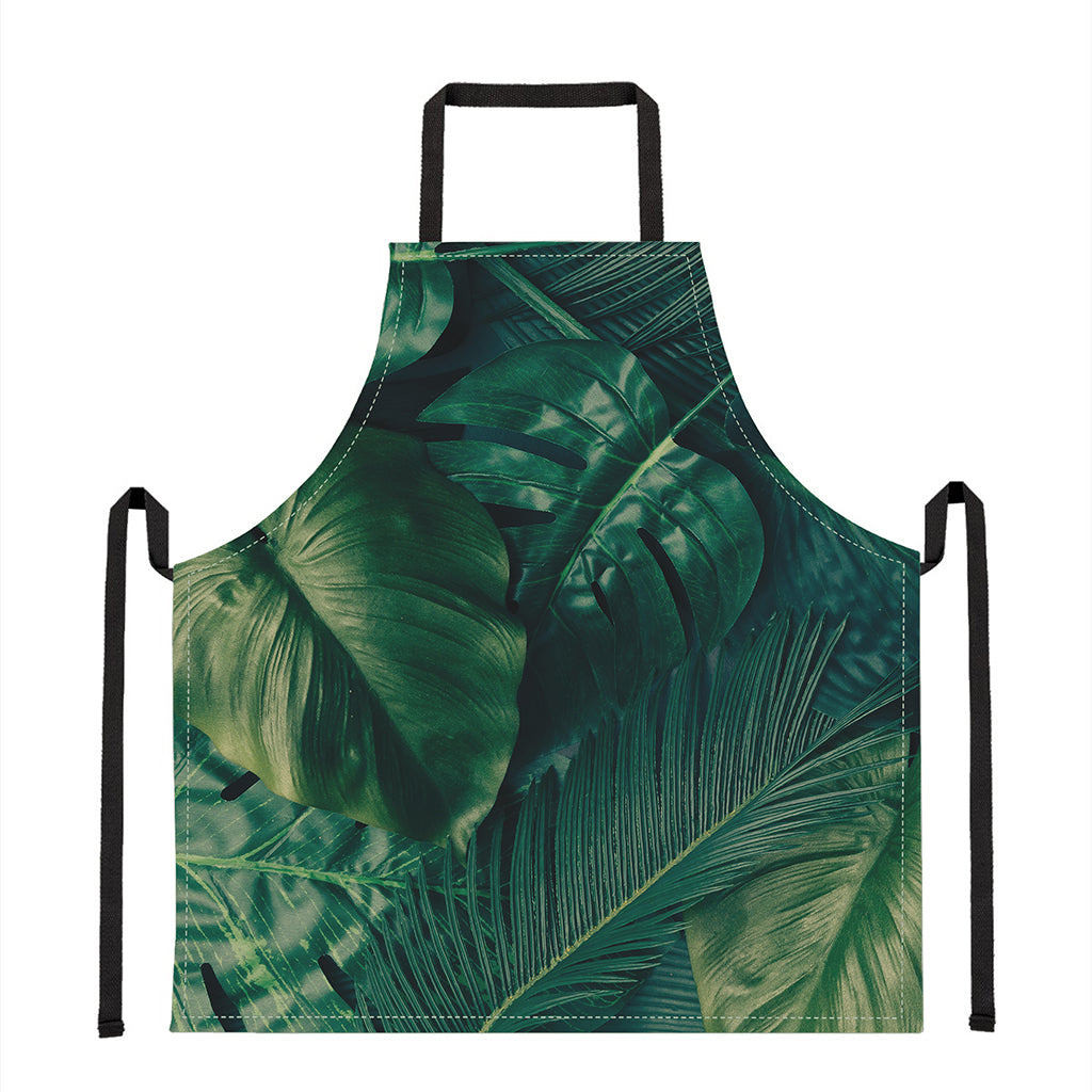 Tropical Green Leaves Print Apron