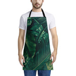 Tropical Green Leaves Print Apron