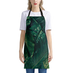 Tropical Green Leaves Print Apron