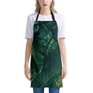 Tropical Green Leaves Print Apron