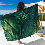 Tropical Green Leaves Print Beach Sarong Wrap